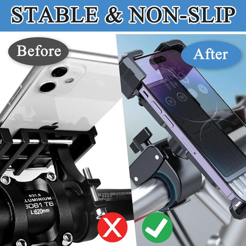 16 Pcs Bicycle Handlebar Spacers Rubber Gaskets Fits 22.2-31.8 Mm And 25.4-31.8 Mm Bike Handlebar Extender shown stabilizing phone before and after