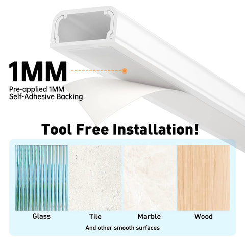 TV Cord Hider For Wall Mounts Paintable Cable Cover For 2 To 3 Wires Easy Install Wire Management For TV Cables Behind Your Flat Screen White UL94 V0 Safe Keeps Wires Hidden And Neat For A Slick Look, 1mm adhesive backing