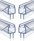 4 Pack Frameless Shower Door Bottom Seal For 3/8 Inch Glass Clear PVC Seal Strip Stops Leaks High Compression Odorless Non Toxic