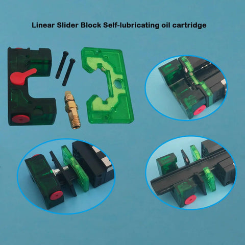 Super Smooth 20Mm Hg20 Square Bearing Slider Blocks With Self Lubricating E2 Oil Boxes shown disassembled