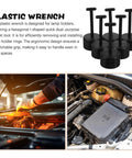 6 Piece Plastic T Handle Socket Wrench Set For Lamp Holder Ring Removal And Light Fixture Repair Tough As Nails Durable Design displayed.