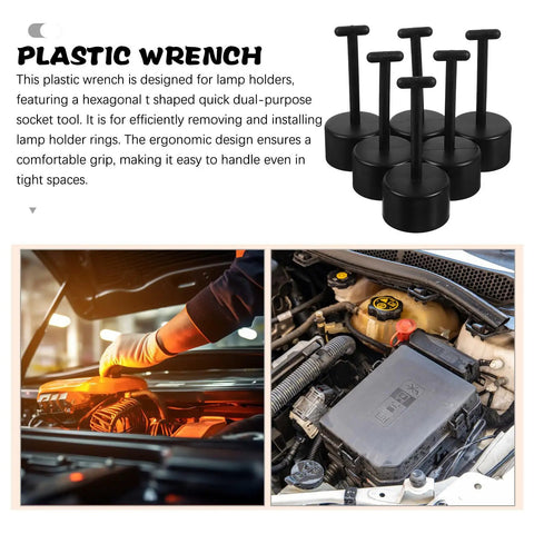 6 Piece Plastic T Handle Socket Wrench Set For Lamp Holder Ring Removal And Light Fixture Repair Tough As Nails Durable Design displayed.