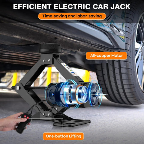 Heavy Duty Electric Car Jack With 3 Ton Lift Capacity Portable Tire Swap Kit For Suv And Pickup Quick Roadside Rescue Zero Fuss alloy steel electric car jack with remote for quick lifting and support.