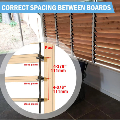 Adjustable Louver Bracket Kit For Pergola Sunblind System With 304 Stainless Steel Hardware, DIY Wood Slat Shade Roof, Bahama Shutters, Privacy Fence, Deck Privacy Solution
