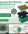 Diagram of the Self Watering Seed Starter Tray Kit With Grow Light And Humidity Dome showing features like self-watering and 12 cells.