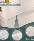 Upgraded Adjustable Iron Railing Kit For Serious Home Security Slick Design With No Sweat Installation Rock Solid Guardrail in white at stair.