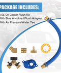 6.0L Oil Cooler Flush Kit With T Port And Aluminum Anodized Adapter For Ford 6.0 Diesel 2003 2010 And International VT365 VT275 Replacement