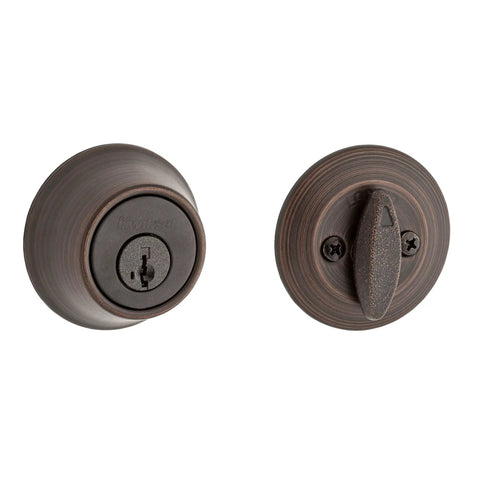 Beefy Deadbolt Lock With Pick Resistant SmartKey Rekey Security For Exterior Doors Venetian Bronze Round Keyed Front Entry Single Cylinder Design