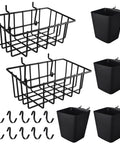 Pegboard Organizer Set 16 Pack With Bins Baskets Cups Hooks And J Hooks For One Eighth And One Quarter Inch Pegboards Black Holders