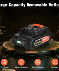 Large-capacity removable 20V rechargeable battery for Grab And Go Cordless Handheld Vacuum with battery indicator and compact design.