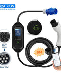 Road Trip Ready Portable EV Charger Type 2 Gt B 7kW 32A One Phase Smart App Bluetooth Control fast charge cable with display.