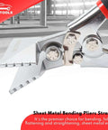 3 Inch Hand Seamer For Sheet Metal Straight Pliers Built Tough For Pro And DIY, close-up of jaws showing serrated edge