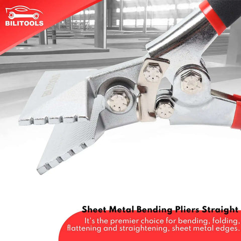 3 Inch Hand Seamer For Sheet Metal Straight Pliers Built Tough For Pro And DIY, close-up of jaws showing serrated edge