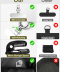 Comparison of Clip And Go Phone Lanyard With Wallet Crossbody Strap showing durable swivel clip, spacious RFID wallet versus competitor