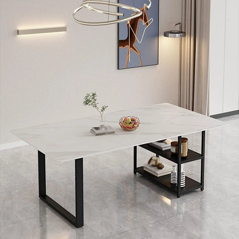 Heavy Duty Removable Desk Legs With Two Tier Storage Shelves Slick Metal Table Frame Rust Proof in modern room setting.