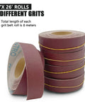 Stack of Emery Cloth Roll Set With 5 Grits 150 240 320 400 600 8 Meters Aluminum Oxide Sandpaper for wood and metal polishing