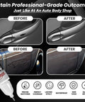 Comparison image showing before and after use of a Grey Car Touch Up Paint Pen For Scratches And Chips Automotive Scratch Repair Kit and Auto Scratch Remover For Cars And SUVs Quick Application Smooth Gloss Finish on a car door and handle