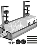No Drill Desk Cable Tray With Clamp, Under Desk Wire Management Organizer in Black, Easy Hang Cord Management, includes zip ties
