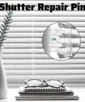 40 Pack Spring Loaded Shutter Repair Pins with Dual Sizes shown with example installation on window blinds.