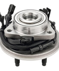 Front Wheel Hub Bearing Assembly With ABS For Ford Explorer 2006 To 2010, Explorer Sport Trac 2007 To 2010, And Mercury Mountaineer 2006 To 2010, 5 Lug Wheel Hub Replacement Unit With OE 515078 Fit Built To Last And Ready To Install, showing front view with ABS sensor and 5 lug bolts.