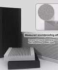Pro Level Soundproof Studio Wedges Heavy Duty Acoustic Foam Panels 4 Inch Thick setting with black and gray tiles.