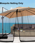 Mosquito Netting For Square 10x10 Umbrella, Fits 10-13ft Cantilever Patio Umbrellas with Black Outdoor Bug Shield installed