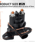 Starter Solenoid Relay Switch for SeaDoo Jet Boats Models GS GSI GTI GTX GTS RXT RXP RX Wake Challenger Islandia Speedster Sportster Utopia Replacement Part With Brass Coils And Silver Plated Contacts For Smooth Engine Crank, black relay with dimensions