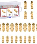Beefy 26 Piece Brass DOT Air Line Fittings Straight Union Kit with assorted brass fittings and case for quick connect systems.