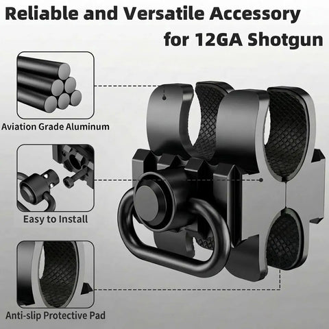 Tactical Shotgun Barrel Clamp Mount With QD Sling Swivel And Picatinny Rail Flashlight And Sling Mount For 12 Gauge Mossberg