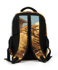 Curly Wool Ram Vintage Printed Unisex Backpack with Large Capacity, Durable Polyester, Breathable Fabric, Smooth Zipper back view