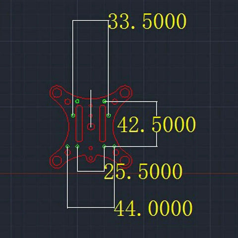 Technical diagram of 3K Carbon Fiber Anti Vibration Set for GoPro Hero and DJI Phantom, showing detailed measurements and structure.