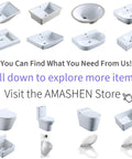Multiple bathroom sink designs including compact white ceramic undermount models and other styles for varied installations.