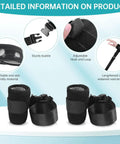 4-Piece Medical Restraint System For Senior Care, black ankle and wrist straps with hospital bed safety straps, adjustable fit.