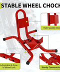 Red Heavy Duty Motorcycle Wheel Chock With 1800 Lb Capacity Adjustable 16 To 21 Inch Tire Fit For Cruisers Dirt Bikes And ATVs