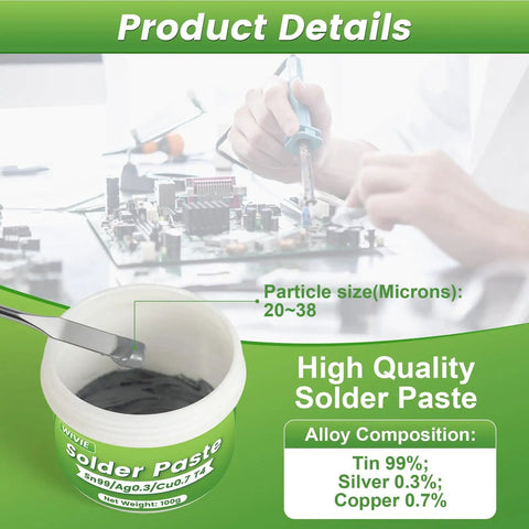 Pro Grade Lead-Free Solder Paste SAC0307 Sn99 Ag0.3 Cu0.7 For Precision Stencil Printing 217C Low Temp Melting T4 Fine Particle