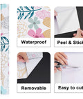 Floral Peel And Stick Wallpaper For DIY Home Refresh Self Adhesive Waterproof Removable Floral Wall Covering 17.71 Inch By 32.8 Feet shown with waterproof and removable features