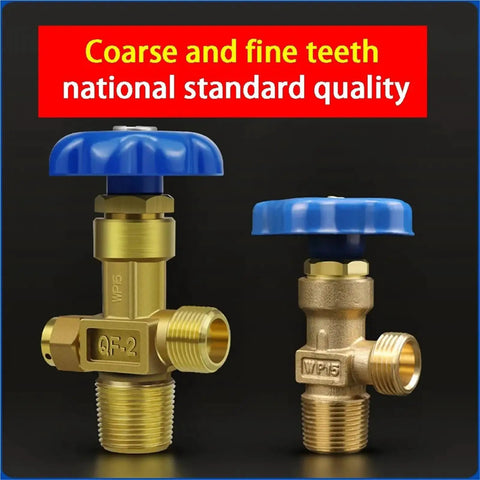 Pure Copper Argon Cylinder Valve Switch For Gas Welding Gear With QF-2 Oxygen Safety Fine Tooth Coarse Tooth Settings, two brass valves