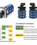 Built Tough Rotary Changeover Switch 63A 3-Position 1-0-2 Circuit With Center Off 12-Terminal Cam Selector