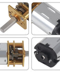 Close-up of 2 Pack 12V 1000RPM All Metal Gear Motor Micro Gearbox N20 Speed Reduction showing metal construction and gear details.