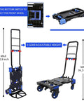 Heavy Duty Folding Hand Truck Dolly With 330Lbs Capacity, Convertible Between 2-Wheel Upright And 4-Wheel Platform Cart, Retractable Handle, Durable Wheels For Easy Moving Of Boxes, Luggage, Groceries, And More, 52.8 in max