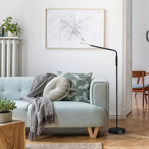 Dope Dimmable LED Floor Lamp With Adjustable Color Temperature For Bedside Reading And Crafting, black finish, in cozy living room