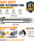 0.98 Inch Mini Excavator Bucket Pins 25mm Grade 10.9 Steel Dual Length Precision Engineering for Precise Fitment in Mini Excavator Linkage Systems for Easy Install and Maximum Durability, 25mm pin with lock nut
