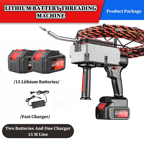 Professional Cordless Fish Tape Electric Wire Feeder And Threading Tool With Adjustable Speed For Electricians, includes batteries and charger.