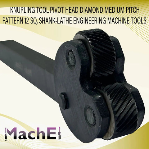 Pivot Head Diamond Knurling Tool with half-inch square shank for lathe and engineering; epoxy black finish.