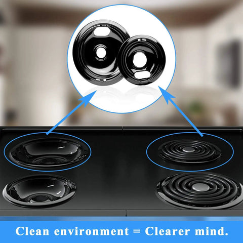 Stovetop Drip Pans Kit Replacement For Electric Ranges Includes One Large Eight Inch Pan And Three Small Six Inch Pans W10290353 W10290350