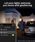 Man arriving home with geofencing on Ludere White Outdoor Security Light With Outdoor Wall Fixture And Two PAR38 LED Smart Bulbs Works With Alexa And More You Just Need A Hub For Full Smart Home Control photo