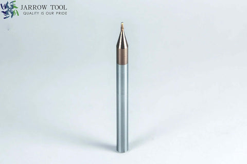 JARROW TOOL carbide ball-nose end mill, TiAlN-coated, 2-flute, 1/32 in diameter, front view