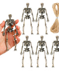 Six Pack Five Point Nine Inch Poseable Mini Skeleton Figurines Distressed Plastic Skeletons For Crafts And Halloween Decor with jute rope