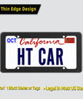 Sick Carbon Fiber License Plate Frame 2 Pack With Fasteners And Screws in use, showing thin edge design on California plate.