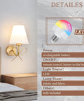 Modern Wireless Wall Sconce Set Of Two With Remote Dimmable Battery Powered LED Lamps Rechargeable Bulbs Included Ideal For Living Room